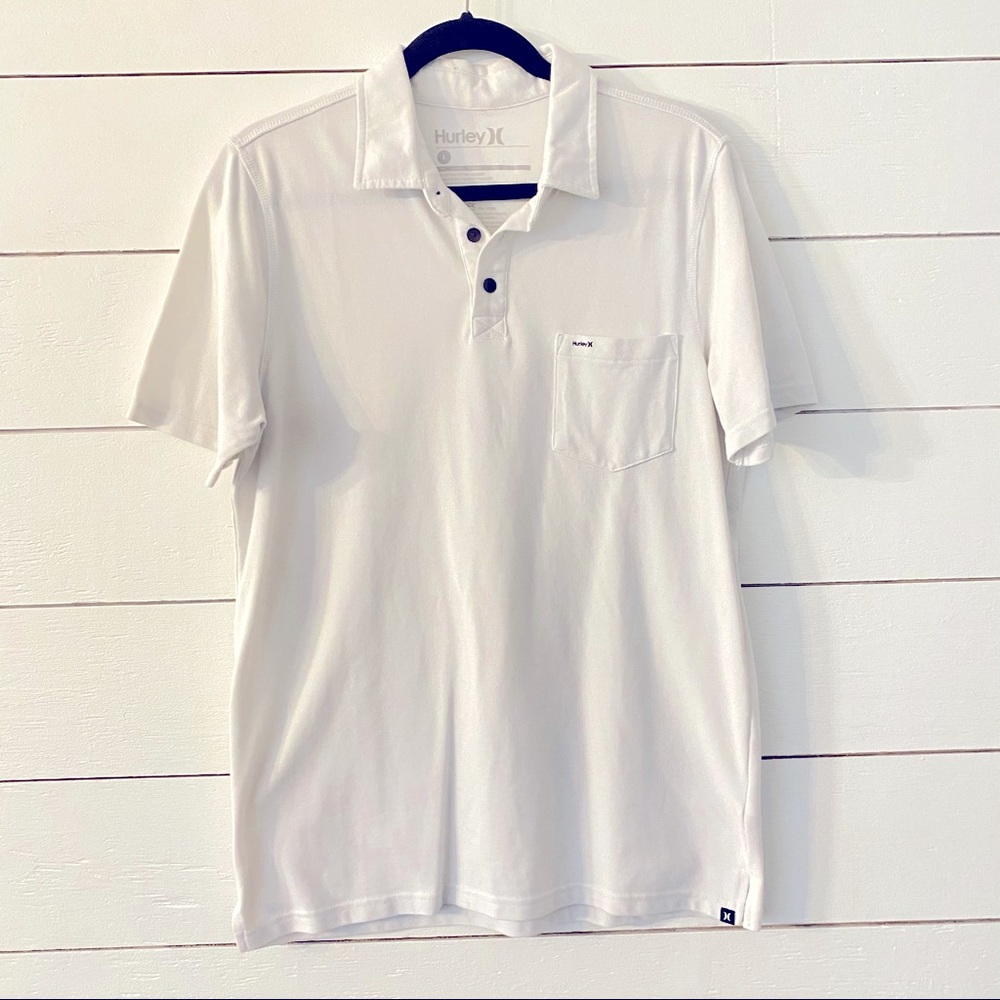 Hurley Dri-Fit Polo White Short Sleeve Men’s Large